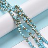 Electroplate Opaque Solid Color Glass Beads Strands EGLA-A034-P4mm-J03-4