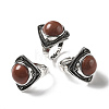 Natural Red Jasper Adjustable Rings G-P560-03AS-25-4