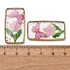Brass & Transparent Epoxy Resin & Dried Flower Pendants RESI-G133-01G-03-3