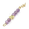 3Pcs 3 Styles Natural Amethyst Faceted Round Beaded Pendants PALLOY-JF03604-04-4