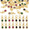 20Pcs 4 Colors Brass Cubic Zirconia Charms KK-TA0009-13A-1