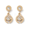 Flat Round 304 Stainless Steel Micro Pave Clear Cubic Zirconia Dangle Stud Earrings EJEW-Z089-28G-4