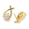 Rack Plating Brass Pave Clear Cubic Zirconia Jesus Fish Stud Earrings for Women EJEW-C095-01G-2