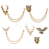 6Pcs 6 Style Lion & Eagle & Deer Rhinestone Safety Pin Brooches JEWB-WR0001-01-1