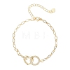 Brass Micro Pave Clear Cubic Zirconia Ring & Heart Link Bracelets BJEW-JB13158-2
