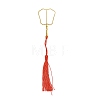 Chinese Ancient Palm Leaf Fan Shape Brass Wire Wrap Metal Bookmark with Tassel for Book Lover AJEW-WH0034-48-2