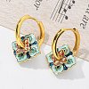 Brass Rhombus Hoop Earrings EJEW-R016-13G-04-2