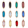 DICOSMETIC 48Pcs 12 Colors Golden Plated Brass Pave Glass Connector Charms FIND-DC0005-02-1