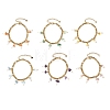Natural Gemstone Chip and Shell Pearl Beads Tassel 304 Stainless Steel Figaro Chain Bracelets BJEW-JB14346-3