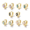 Real 18K Gold Plated Brass Enamel Evil Eye Hoop Earrings for Women EJEW-L269-130G-1