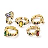 Horse Eye Colorful Cubic Zirconia Open Cuff Ring RJEW-U003-24-1