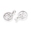 Circle 925 Sterling Silver Micro Pave Clear Cubic Zirconia Pendants STER-T008-84P-2