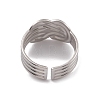 304 Stainless Steel Knot Open Cuff Rings for Women RJEW-G285-16P-3