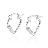 Heart S925 Sterling Silver Hoop Earrings VI6598-2-2