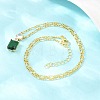 Brass Pave Clear Cubic Zirconia & Green Glass Perfume Bottle Pendant Figaro Chain Necklaces for Women NJEW-F364-02G-3