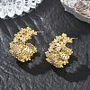 C-Shaped Brass & Clear Cubic Zirconia Stud Earrings KK-CBA36A2-02G-1