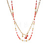 Brass Enamel Red Heart Pendant Double Layer Necklaces XJ8967-3-5