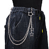 Iron Double Layer Curb Chain Hollow Star Char Pants Chains for Men Women WGF9380-01-2