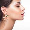 2 Pairs 2 Colors 3D Flower of Life Enamel Dangle Stud Earrings EJEW-FI0001-26-5