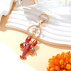 Lobster Shape Alloy Enamel & Rhinestone Pendant Keychain KEYC-P022-01G-1