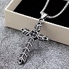 Vintage 304 Stainless Steel Double-Sided Viking Flower Cross Pendant Necklaces for Men Women WGAAC2B-01-2