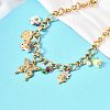 304 Stainless Steel Butterfly & Acrylic & Ceramic Flower Pendant Necklaces for Women NJEW-A063-13G-5