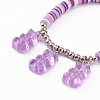 Polymer Clay Heishi Beads Stretch Charm Bracelets BJEW-JB05767-4