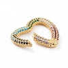 Brass Micro Pave Cubic Zirconia Spring Gate Rings ZIRC-L093-52G-3