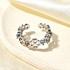 Brass Micro Pave Cubic Zirconia Cuff Rings for Women RJEW-Q008-01P-01-4