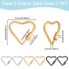 6Pcs 3 Colors 304 Stainless Steel Screw Carabiner Lock Charms STAS-UN0064-05-3