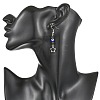 Handmade Evil Eye Lampwork and Natural Lava Rock Dangle Earrings EJEW-JE07451-02-2