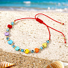 Synthetic Turquoise Heart & Glass Evil Eye Link Bracelets IQ8070-3