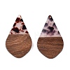 Transparent Resin and Walnut Wood Pendants RESI-T057-06B-2