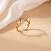 304 Stainless Steel & Crystal Rhinestone Cuff Open Rings WGEDF57-03-1