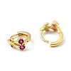 Deep Pink Cubic Zirconia Cherry Hoop Earrings X-EJEW-C028-02G-2