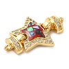 Rack Plating Brass Micro Pave Cubic Zirconia Star Connector Charms KK-K385-101G-3