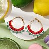 Alloy with Glass with Natural Malaysia Jade Hoop Earring EJEW-MZ00173-2
