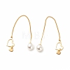 Brass Ear Thread with Heart and Acrylic Pearl Charm EJEW-JE04886-6