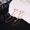 Brass Clear Cubic Zirconia Horse Eye Tassel Dangle Earrings FS-WGA0198-01-4
