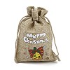 Christmas Printed Burlap Packing Pouches Drawstring Bags ABAG-Q053-02A-10-3