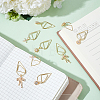 12Pcs 6 Style Flower/Snowflake/Bowknot Brass Micro Cubic Zirconia Charm Bookmarks AJEW-AB00184-5