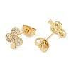 Rack Plating Club Brass Pave Cubic Zirconia Stud Earrings for Women EJEW-Z059-10G-2