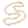 Brass Enamel Evil Eye Link Chain Necklaces NJEW-G183-01G-7