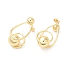 Brass Teardrop with Ball Dangle Stud Earrings for Women EJEW-D065-06G-2