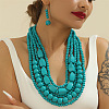 Wood Beaded Multilayer Necklaces & Dangle Earrings Sets WG1A9CE-03-1