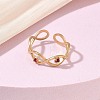 304 Stainless Steel Micro Pave Cubic Zirconia Cuff Open Rings SA-CBAF5A1-01G-1