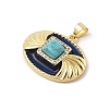 Brass Pave Synthetic Turquoise Pendants X-KK-U047-20G-01-2