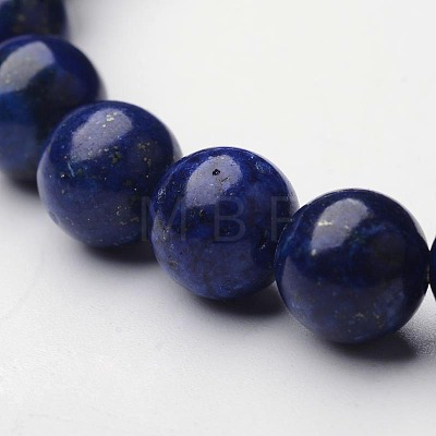 Natural Lapis Lazuli Beaded Stretch Bracelet X-BJEW-F203-06-1