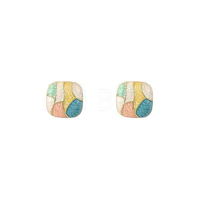 Square Alloy Enamel Stud Earrings FS-WGE8221-01-1