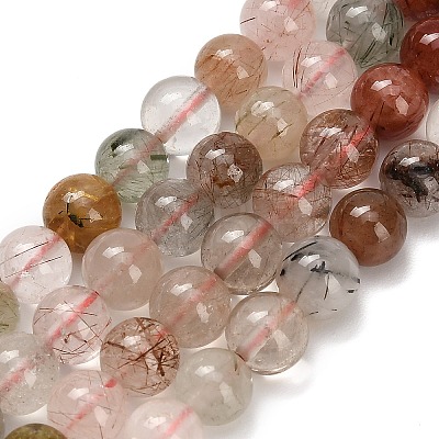 Natural Multi-Color Rutilated Quartz Beads Strands G-G300-A03-6mm-1